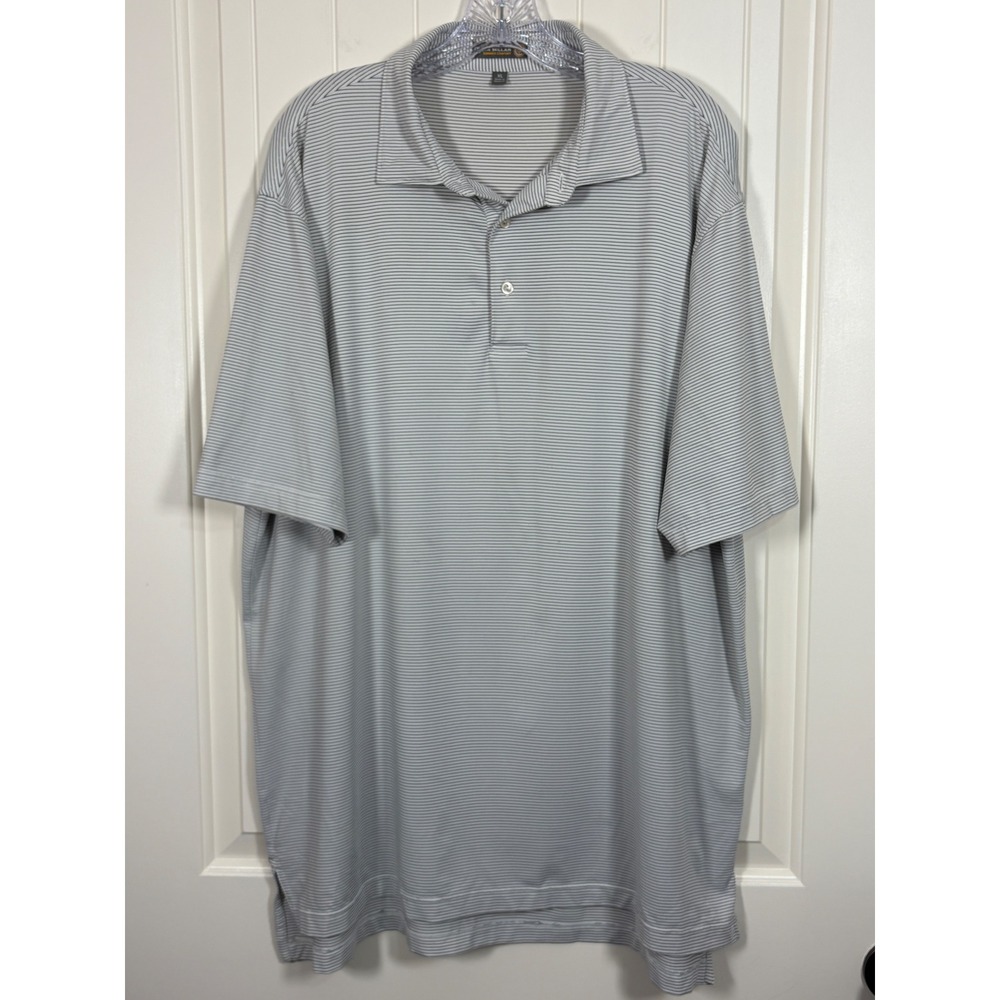 Peter Millar Summer Comfort White Black Striped Short Sleeve Golf Polo Shirt XL - Picture 3 of 14